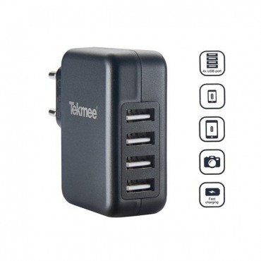 CHARGEUR MURAL 4 PORTS USB TEKMEE