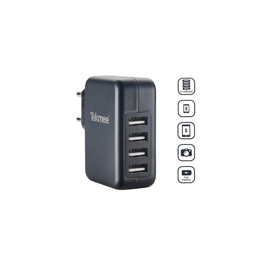 CHARGEUR MURAL 4 PORTS USB TEKMEE CHARGEUR MURAL 4 PORTS USB TEKMEE