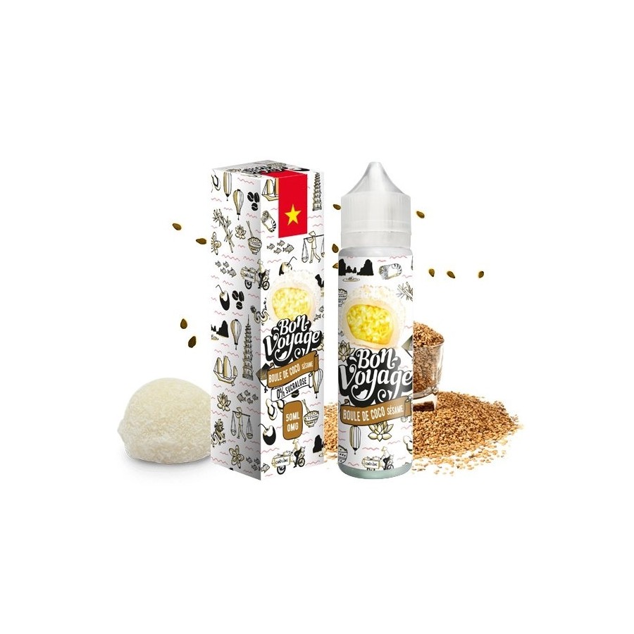 Boule de coco sésame - 50ML - BON VOYAGE - LE COQ QUI VAPE Boule de coco sésame - 50ML - BON VOYAGE - LE COQ QUI VAPE