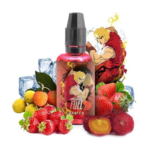 Uraken de Fruity Fuel: e liquide fruité à base de fraises et d'arbousier;